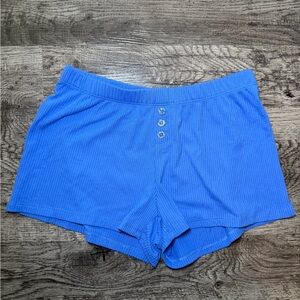 Y2K Juicy Couture Size S Blue Ribbed Rhinestone Sleep Shorts